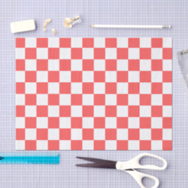 Classic coral red checkerboard seidenpapier