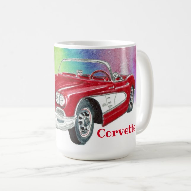 Classic Corvette Convertible Multicolor Art Kaffeetasse (VorderseiteRechts)