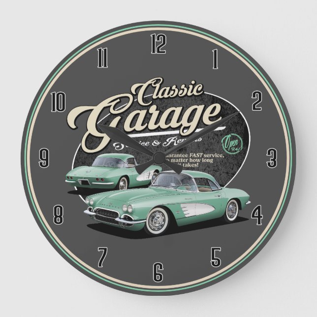 Classic Corvette Garage Große Uhr (Vorderseite)