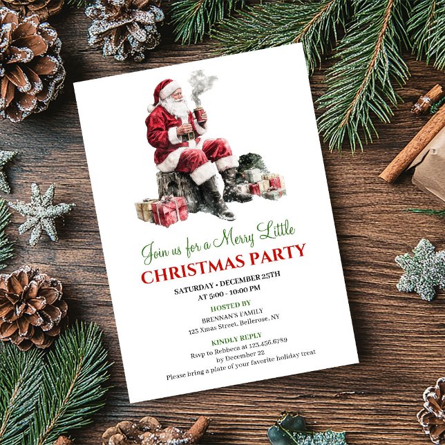 Classic Cozy Holiday Scene Party Invitation Card Einladung (Classic Cozy Holiday Scene Party Invitation Card)