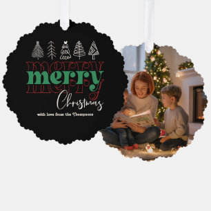 Classic Cozy Scribbles Merry Christmas Keepake Ornament Karte