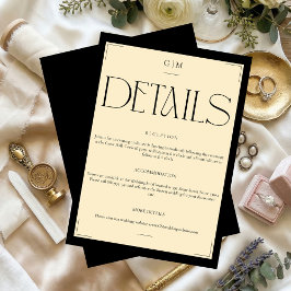 Classic Cream Monogrammed Wedding Information Card Begleitkarte