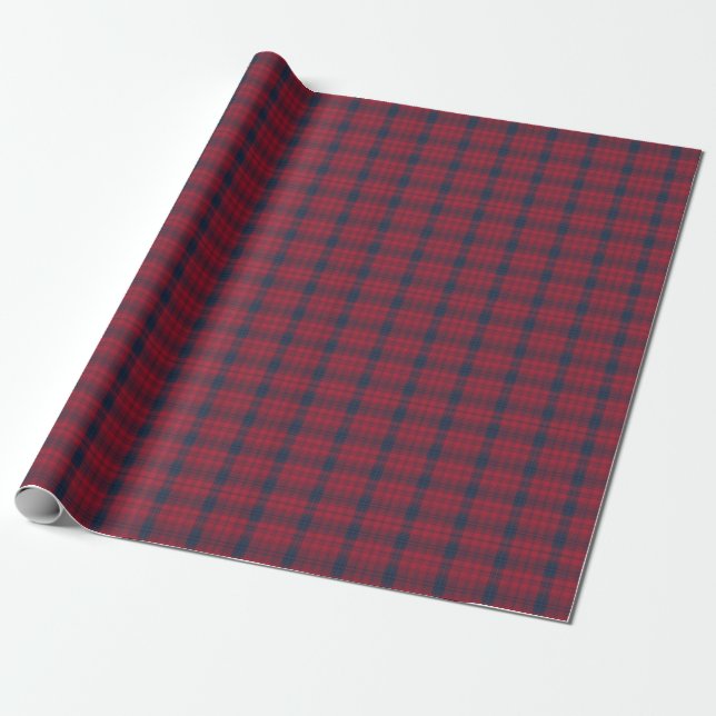 Classic Crimson und Navy Blue Tartan Kariertes Ges Geschenkpapier (Ungerollt)