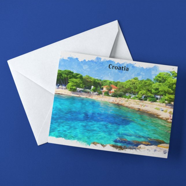 Classic Croatia Küste Landschaft Postkarte (croatia adria coast postcard)