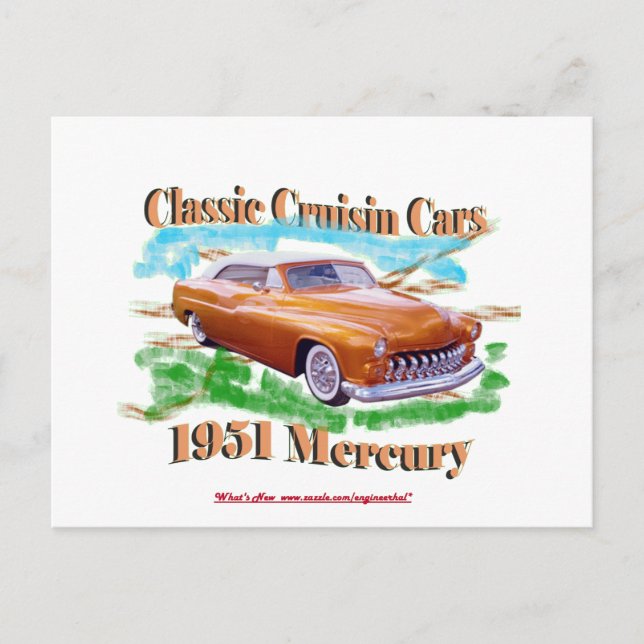 Classic Cruisin Cars 1951 Quecksilber Postkarte (Vorderseite)
