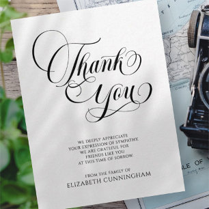 Classic Cursive Script Memorial Thank You Postkarte