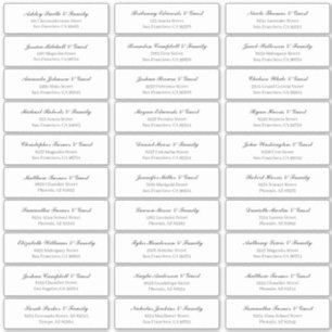 Classic Cursive Script Wedding Guest Names Adresse Aufkleber