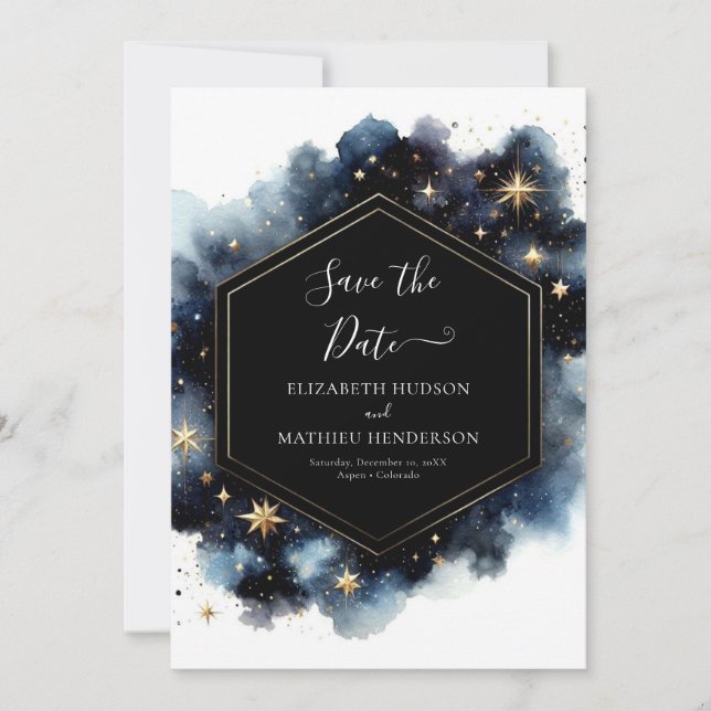 Classic Custom Celestial Wedding Save The Date (Vorderseite)