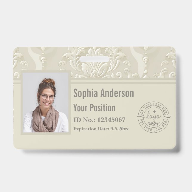 Classic Custom Employee Foto Company QR Code Ausweis (Vorderseite)
