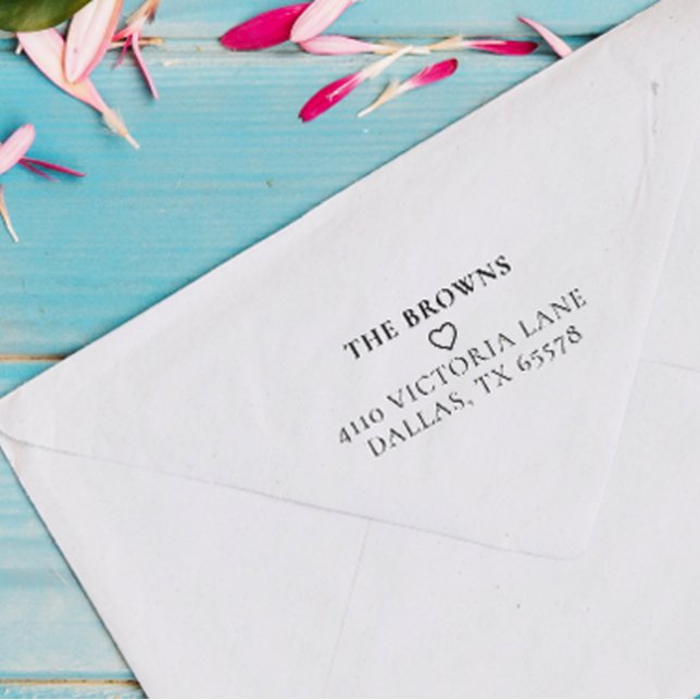 Classic Custom Family ReturnAddress Simple Heart Gummistempel (Von Creator hochgeladen)