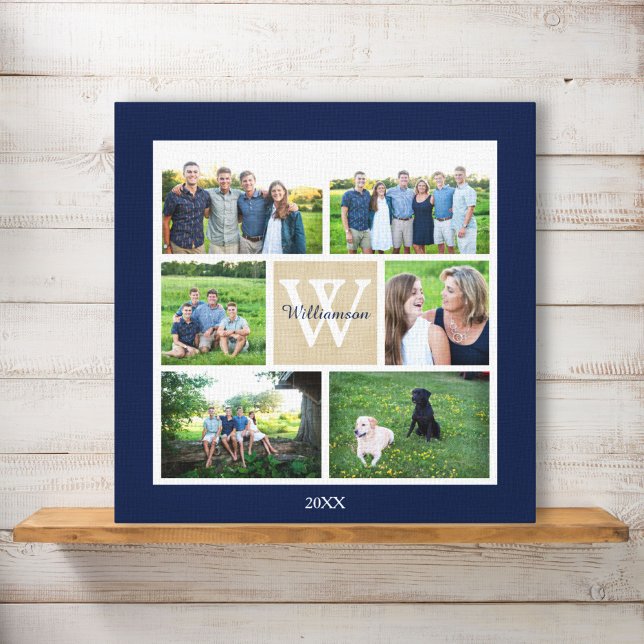 Classic Custom Monogram Family Foto Collage Leinwanddruck (Von Creator hochgeladen)