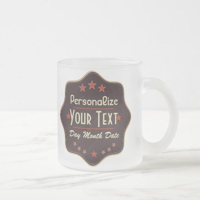 Classic Custom Text Retro Label Mattglastasse (Rechts)