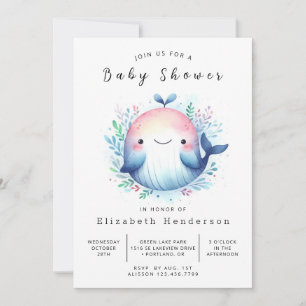 Classic Custom Whale Baby Dusche Einladung