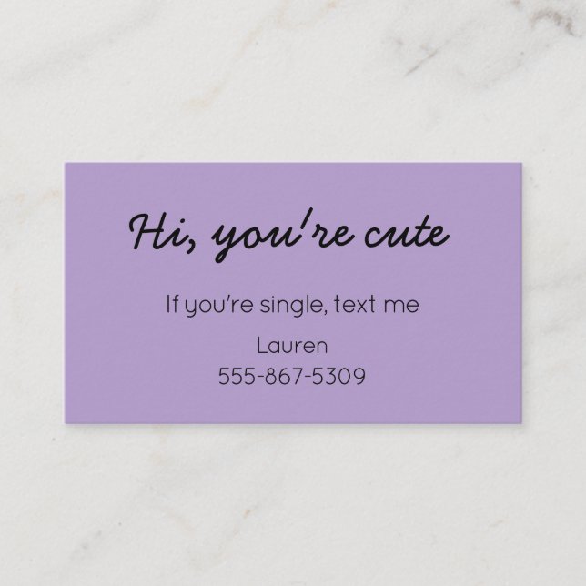 Classic Cutie - Dating "Call Me" Card Telefonnummerkarte (Vorderseite)