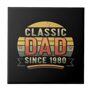 Classic Dad Since 1980 Vintage Retro Fliese