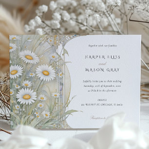 Classic Daisies Elegante Pastel Wedding Einladung
