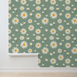 Classic Daisy Vintag Inspiriert Sage Green Tapete