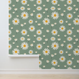 Classic Daisy Vintag Inspiriert Sage Green Tapete