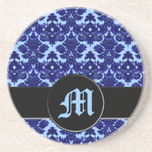 Classic Damask Blue (Monogramm)