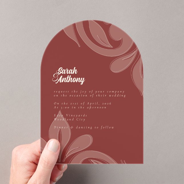 Classic Damask Grenache Wedding Acrylic Einladung (Von Creator hochgeladen)