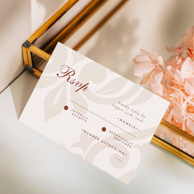 Classic Damask Ivory Sienna Foto Wedding RSVP (Von Creator hochgeladen)