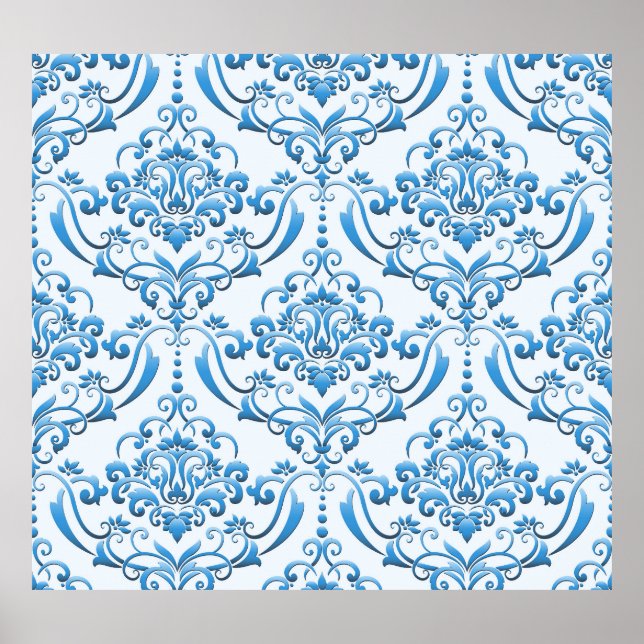 Classic Damask: Luxuriöser Nahtloser Hintergrund Poster (Vorne)