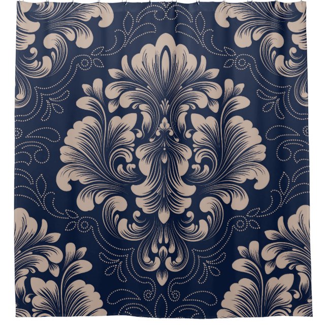 Classic Damask Nahtlose Viktorianische Textur Duschvorhang (Vorderseite)