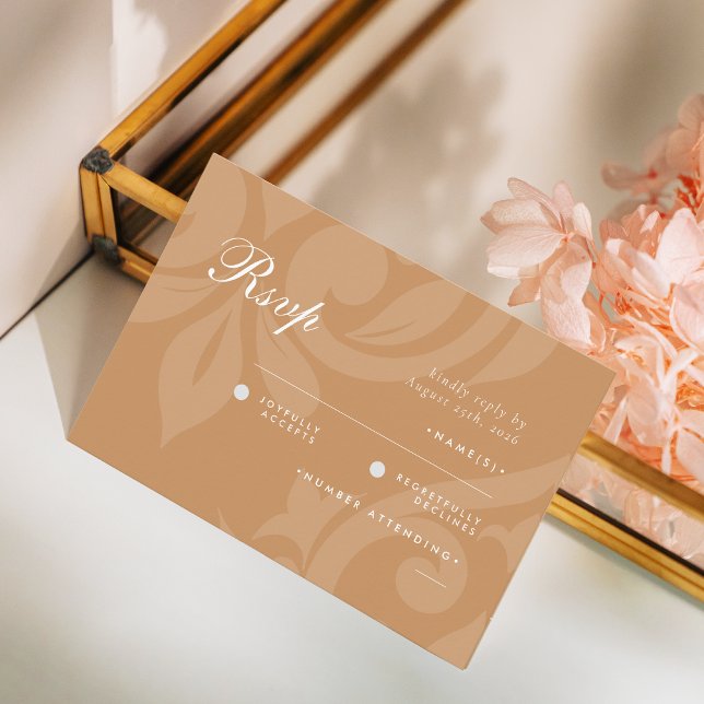 Classic Damask Ochre Foto Wedding RSVP (Von Creator hochgeladen)