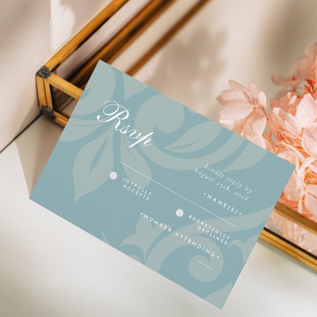 Classic Damask Pewter Blue Wedding RSVP (Von Creator hochgeladen)