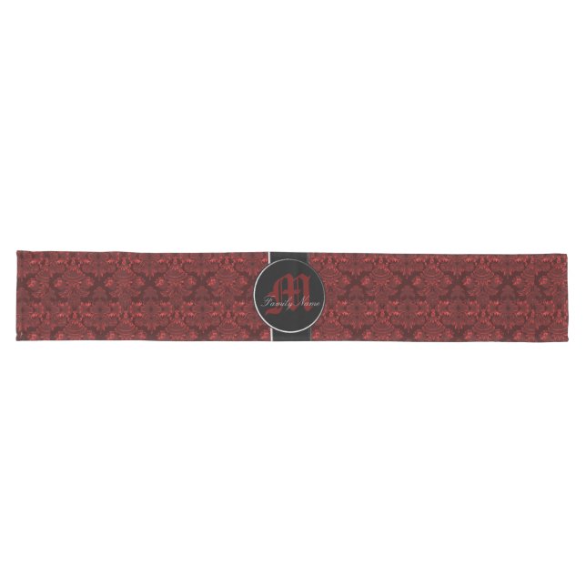 Classic Damask Red (Monogramm) Großer Tischläufer (Horizontal)