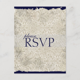 Classic Damask RSVP Cards, Navy Blue Karte