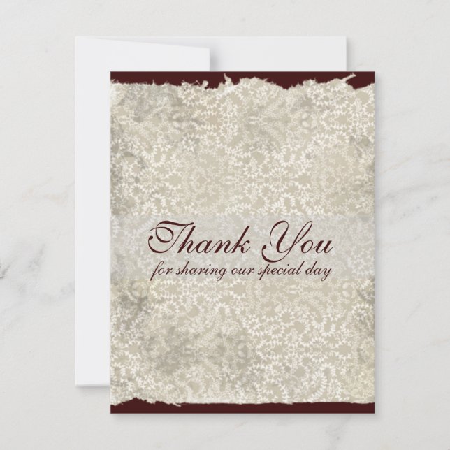 Classic Damask Wedding Danke, Brown Einladung (Vorderseite)