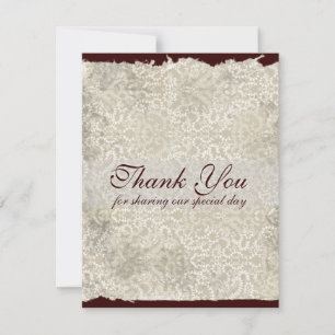 Classic Damask Wedding Danke, Brown Einladung