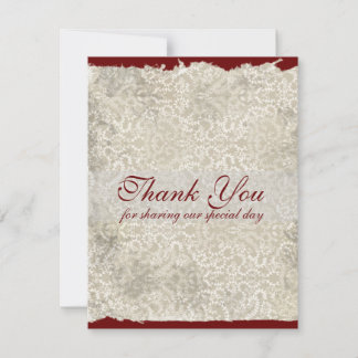 Classic Damask Wedding Dankeschön, Red. Einladung