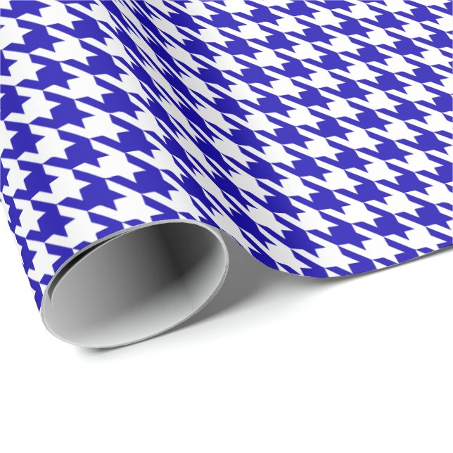 Classic Dark Blue and White Houndstooth Pattern  Geschenkpapier (Rolleneckpunkt)