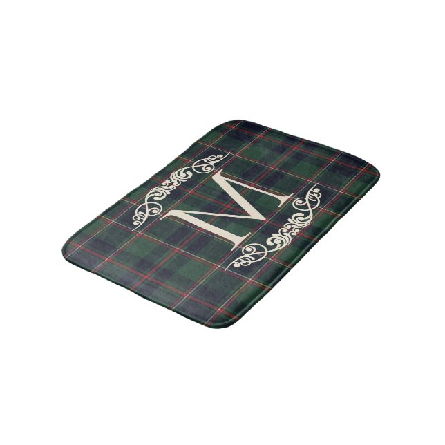 Classic Dark Blue Red Green Plaid Pattern Badematte (Schrägansicht)