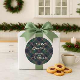 Classic Dark Blue Red Green Plaid Pattern Runder Aufkleber