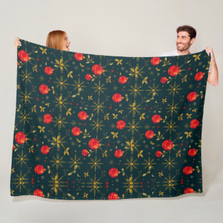 Classic Dark Christmas Fleece Throw Blanket