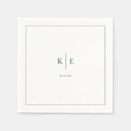 Classic Dark Dusty Green Wedding Monogram Napkins Serviette