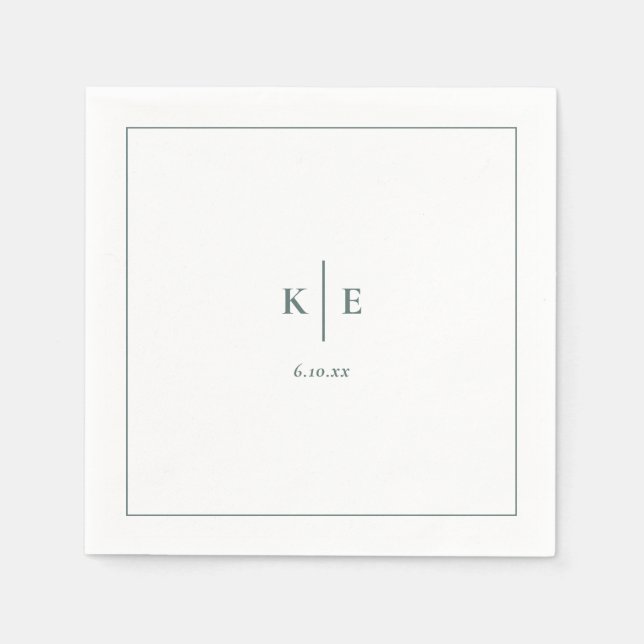 Classic Dark Dusty Green Wedding Monogram Napkins Serviette (Vorderseite)