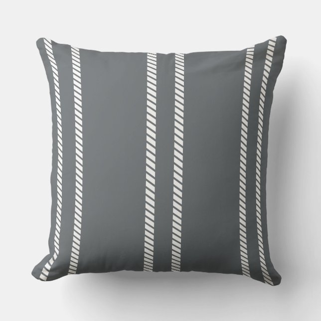 Classic Dark Grey with Stripes Throw Pillow Kissen (Vorderseite)