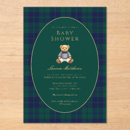 Classic Dark Plaid Baby Shower Acrylic Invitation Acryleinladungen