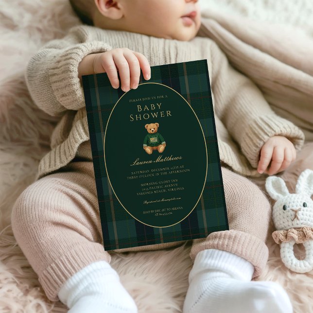 Classic Dark Plaid Lauren Inspired Baby Shower  Einladung (Von Creator hochgeladen)