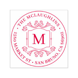 Classic Deko Monogram Round-Rücksendeadresse Permastempel