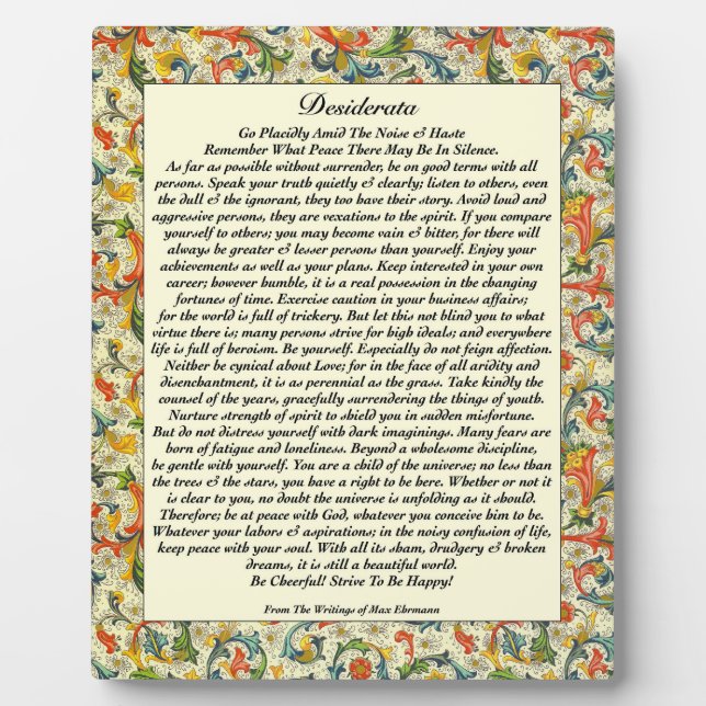 Classic Desiderata Florentine Fotoplatte (Vorderseite)
