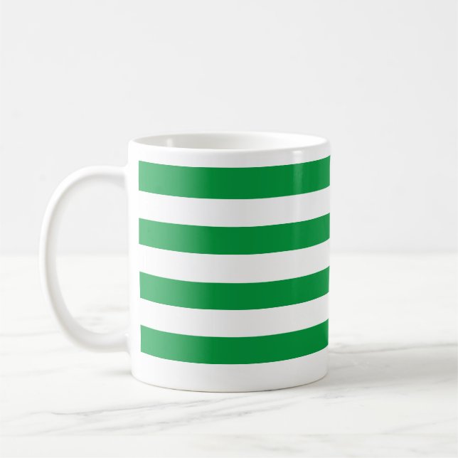 Classic dick grün und weiß, horizontal gestreift kaffeetasse (Links)