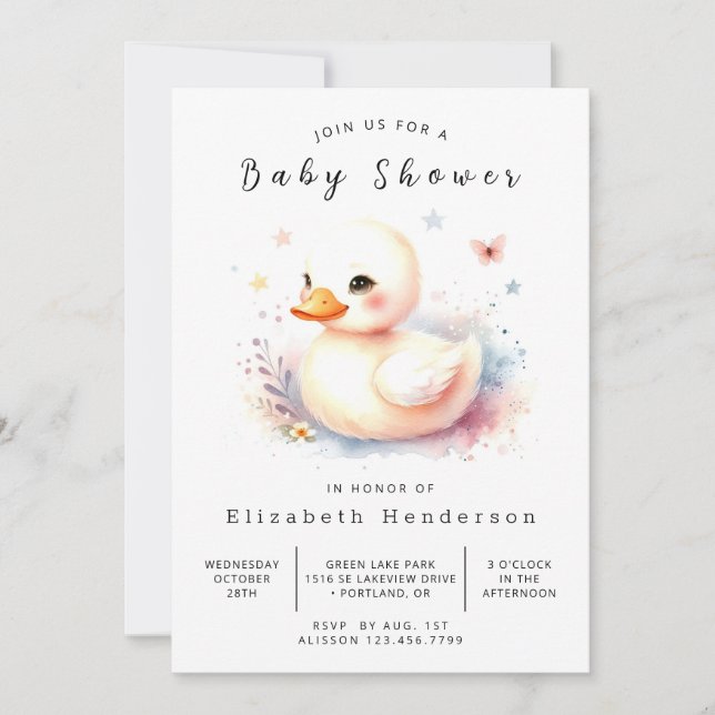 Classic Digital Duck Baby Shower Einladung (Vorderseite)