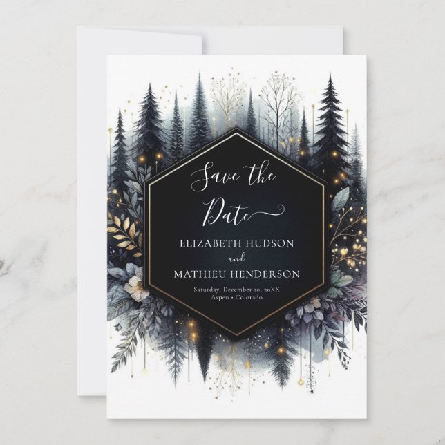 Classic Digital Enchanted Forest Wedding Save The Date (Vorderseite)