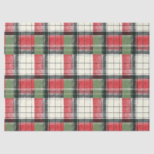 Classic distressed green and red plaid seidenpapier (Vorderseite)