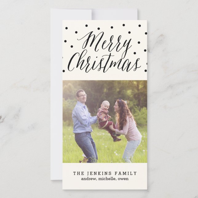 Classic Dots Weihnachtsfotokarte Feiertagskarte (Vorderseite)